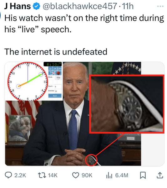 President Biden, Faking a “Live” Speech rolex time dial hands