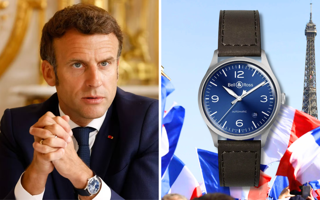 French President Macron - Luxury Hypocrisy bell ross removing luxury watch fp journe